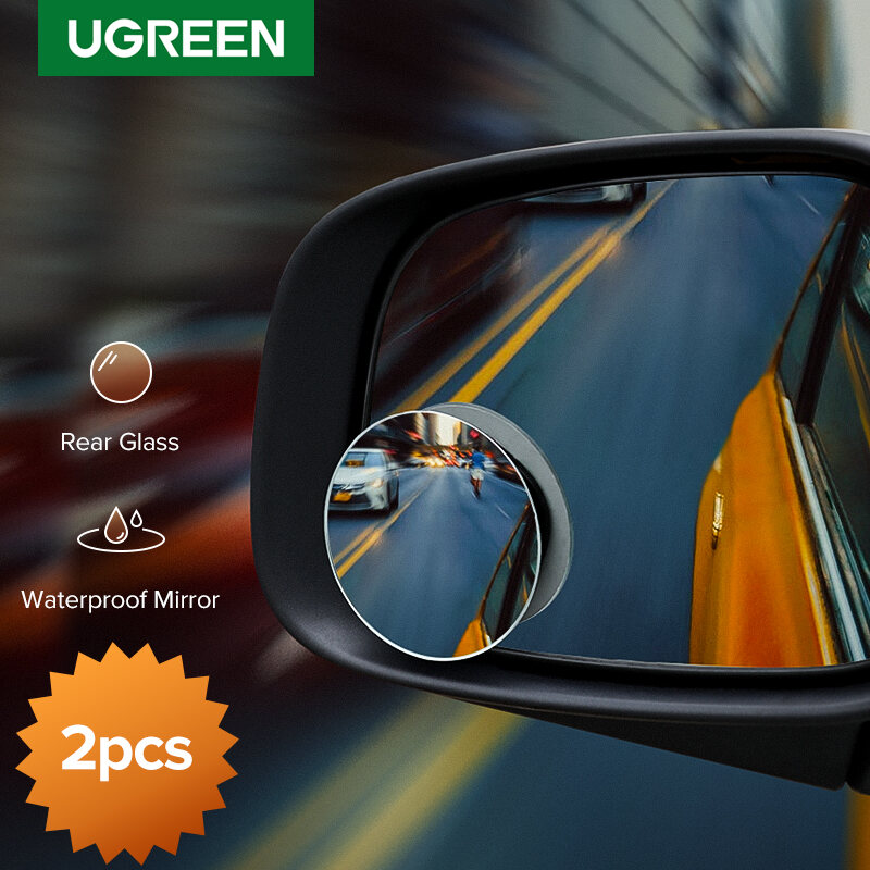 UGREEN 2PCS Car Mirror 360°HD Blind Sport Mirrior Wide Angle Round Convex Rearview Mirror Vehicle Parking Rimless Rear View Mirror