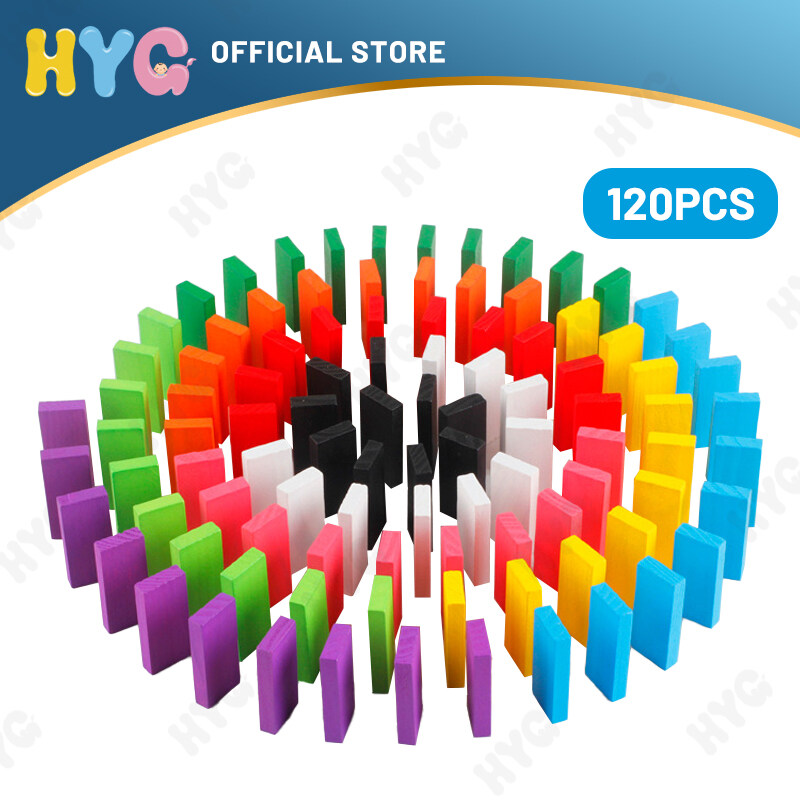 120 PCS Wooden Domino Set (12 Colors) Toys for Boys and Girls
