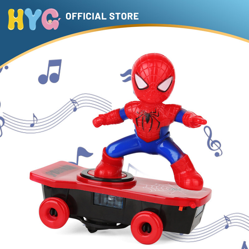 HYG Scooter Toy【3 days delivery】Superhero Spiderman Stunt Scooter Toy Dancing Hero with Lights Cute Music 360 Degree Rotating Boys and Girls Toys Suitable for Children Over 2 Years Old
