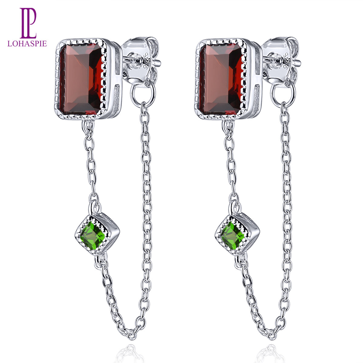 Natural Garnet Drop Earring Ladies Special Jewelry 3.57 Carats Precious Gemstone Amethyst Citrine Natural Quartz Unique Original Design Fine Jewelry Birthday Anniversary  Gifts